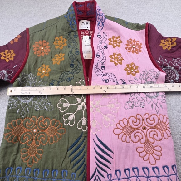 Zara Blogger Oversized Quilted Embroidered Patchwork Kimono Jacket Women's Small - Picture 9 of 14
